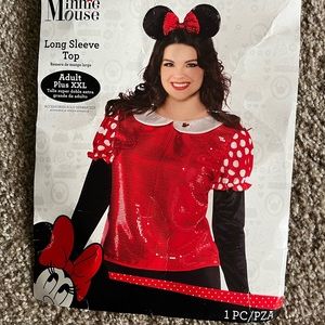 Womens Costume, Minnie Mouse Long Sleeve Top, Adult Plus XXL, 1 PC